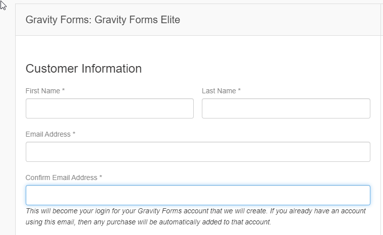 Gravity Forms Billing Page